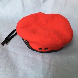 Kid's red scarlet wool beret.